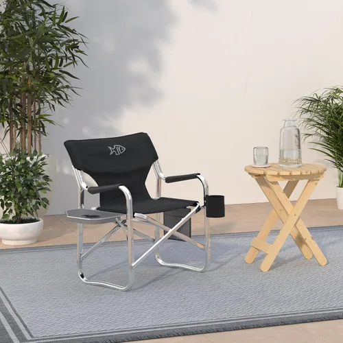 Vista 2 de Oasis Premium Director - Silla de pesca con soporte para caña, silla plegable de aluminio