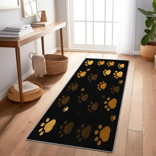 Vista 16 de Alfombra lavable para pasillo, alfombra de cocina de 2 x 5 pies, alfombra de entrada, estilo industrial, paneles de madera, textura suave Negro 6