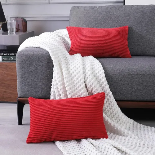 Vista 16 de Deconovo Fundas de Almohada Decorativas de Pana, Juego de 2 Fundas de Cojín Decorativas Suaves, Lavables a Máquina con Textura para Sofá, Sillón