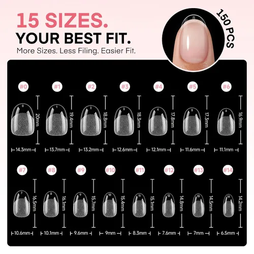 Vista 7 de UNA GELLA Puntas de uñas de gel cortas ovaladas, 150