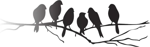 Vista 13 de Picniva Calcomanía de pared de pájaro en rama de árbol, 22 x 7 pulgadas, vinilo negro mate para decoración de guardería, sala de estar y dormitorio