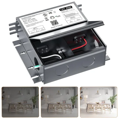 Vista 9 de Controlador LED regulable de 12 V, transformador LED Triac ELV/MLV de 60 W compatible con interruptores Lutron y Leviton, fuente de alimentación