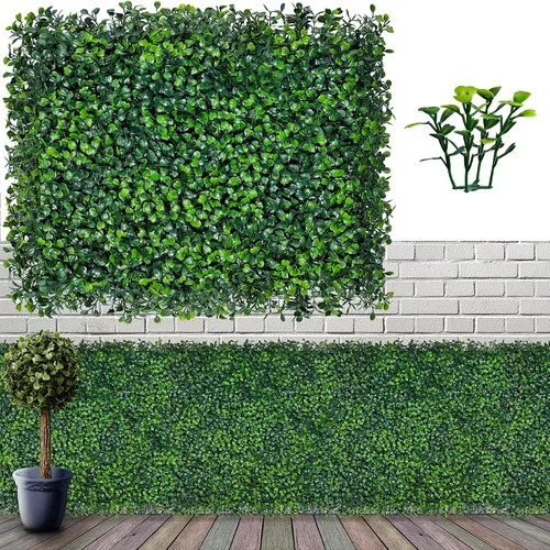 Vista 8 de ODTORY Paneles de césped artificial para pared: 10 x10 pulgadas (8 unidades) Paneles de boj para decoración de paredes verdes en interiores