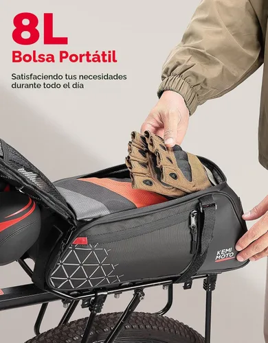 Vista 3 de KEMIMOTO Bolsa trasera para portabicicletas - 8L PVC resistente al agua Negro