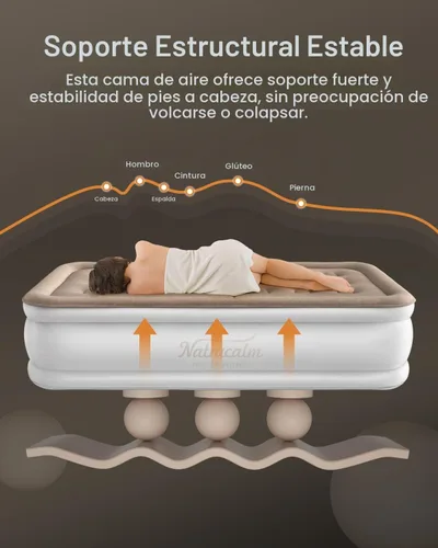 Vista 6 de NatraCalm Colchón de Aire Gemelo con Bomba Incorporada Elevado, Colchón Inflable para Huéspedes Casa Camping, Colchón Inflable Tamaño Gemelo en 2