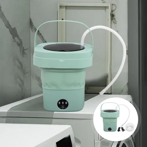 Vista 7 de NUOBESTY Mini lavadora plegable portátil con cesta de drenaje y múltiples modos de ahorro de espacio, diseño plegable para viajes, dormitorio