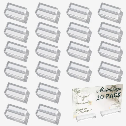 Vista 10 de Portatarjetas de lugar de 2 pulgadas para mesa, paquete de 12 portatarjetas de acrílico con 1/16" Slot, Acrylic Card Display Stands, Table Number