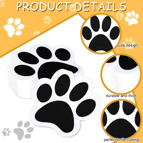 Vista 3 de Whaline Servilletas de papel con diseño de pata de perro, 100 unidades, servilletas con estampado de patas de mascotas, servilletas de almuerzo