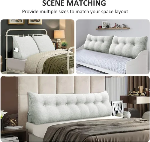 Vista 4 de Almohada de cuña pequeña para cabecero; almohada para leer, para sentarse en la cama, almohada triangular de respaldo para adultos, almohada