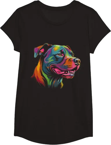 Vista 6 de Pit Bull Mom Dog Lover Colorido Artistic Pitbull Owner - Camiseta para mujer, Negro