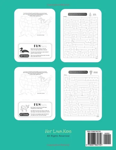 Vista 2 de US Geography Activity Book! - Ages 4+ Fun facts, state symbols, 50 mazes and maps!