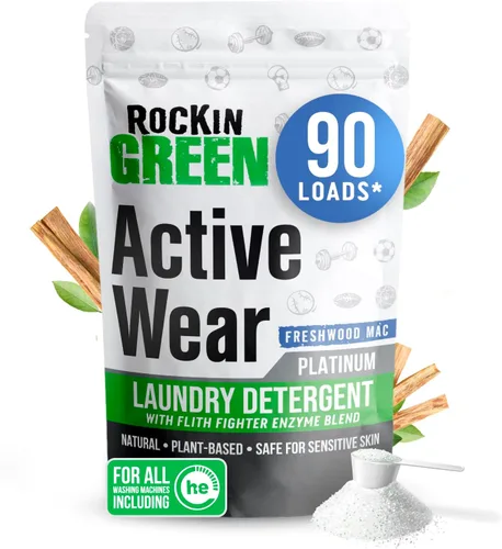 Vista 13 de Rockin' Green Detergente para Ropa, A Base de Plantas, Detergente en Polvo Totalmente Natural para Ropa, Vegano y Biodegradable Combate Olores