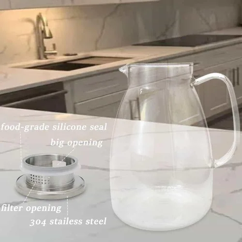 Vista 13 de Jarra de vidrio con tapa y asa, jarra de borosilicato resistente al calor