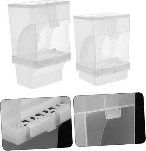 Vista 7 de STOBOK Comedero automático para pájaros sin ensuciar, accesorios para periquitos canarios, cacatúa, pinzón, periquito, semilla, contenedor
