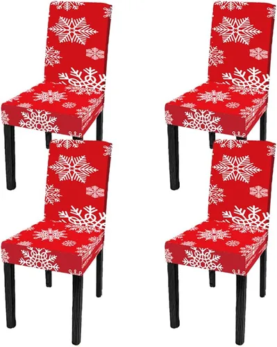 Vista 13 de XMNTG Juego de 6 fundas para sillas de Navidad, con estampado de ciervos, decoración de Navidad, fundas extraíbles para sillas antideslizantes Negro