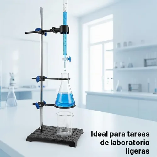 Vista 4 de QWORK Juego de Soportes de Laboratorio, Juego de Soporte de Laboratorio de Acero con Base de Hierro Fundido, Varilla de 16 pulgadas de Largo