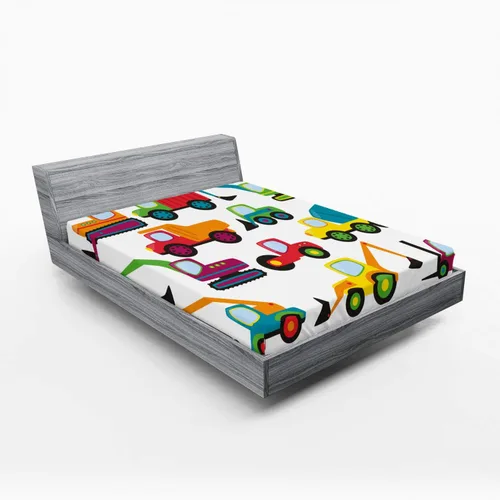 Vista 31 de Ambesonne Juego de sábanas bajeras veganas, ilustración de plátanos simétricamente alineados con patrón de frutas exóticas, funda de cama