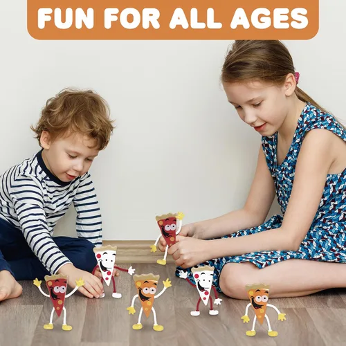 Vista 6 de ArtCreativity Figuras de pizza flexibles, paquete de 12 juguetes para ansiedad para niños, divertidos recuerdos de fiesta de pizza, rellenos