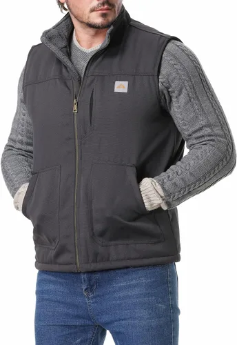 Vista 6 de MOERDENG Chaleco de cuello alto falso con forro polar lavado de pato lavado para hombre