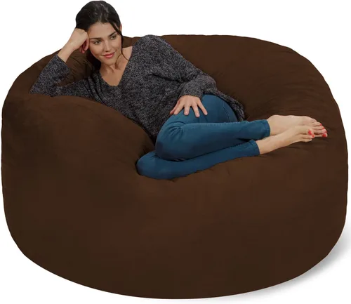Vista 11 de Silla Chill Sack Bean Bag: muebles de espuma de memoria gigante y una tumbona grande. Gran sofá con gran cubierta de gamuza suave resistente al