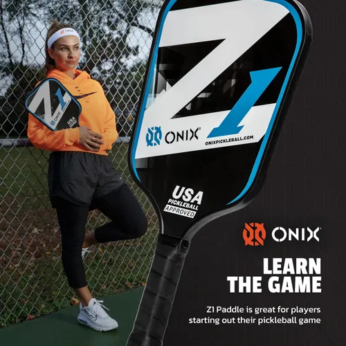 Vista 3 de Onix Graphite Z5 - Paleta de pickleball de fibra de carbono con forma de cuerpo ancho, núcleo de panal y cara de grafito ONIX Paleta de pickleball