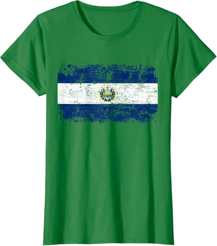 Vista 33 de EL SALVADOR Bandera Vintage Hombres Mujeres Niños Camiseta EL SALVADOR