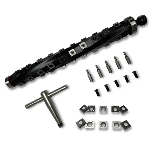 Vista 2 de Cabezal de corte helicoidal para cepilladora Dewalt Dw735/Dw735x con 4 filas de insertos de carburo, incluye tornillos y cuchillas de repuesto