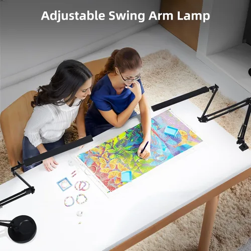 Vista 8 de NOEVSBIG Lámpara de escritorio LED con abrazadera, lámpara de escritorio de 2 en 1 con base, lámpara de escritorio de arquitecto con brazo oscilante
