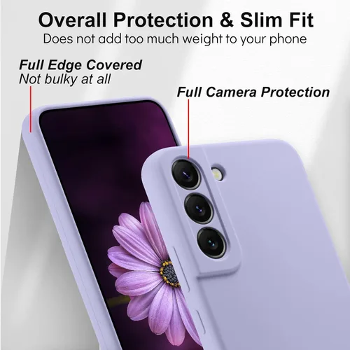 Vista 4 de Samsung Galaxy S22 Plus - Funda de silicona líquida, protección completa delgada de la cámara con forro de microfibra suave, color morado