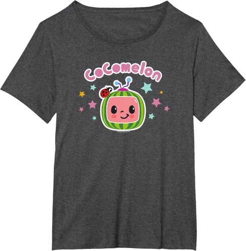 Vista 4 de CoComelon Camiseta clásica con logotipo de cara sonriente centrada, Negro