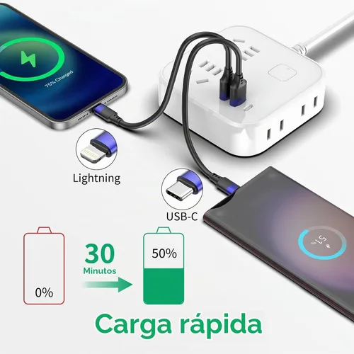 Vista 2 de Cable de cargador corto para iPhone de 1 pie, paquete múltiple para iPhone 14 13 12, paquete de 10 unidades de cable USB A a USB C de 12 pulgadas