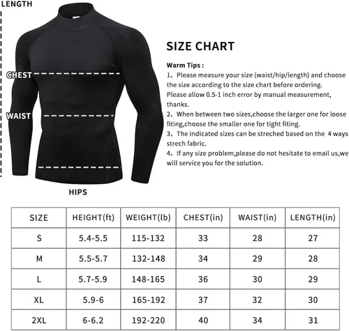 Vista 5 de Camisetas de compresión atléticas para hombre, de manga larga, camisetas de entrenamiento frescas y secas para gimnasio, camiseta deportiva activa