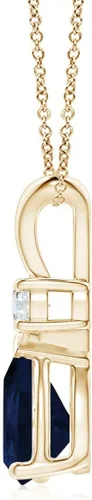 Vista 138 de Angara Colgante de lágrima de zafiro azul natural con diamante en plata/oro macizo de 14 quilates/platino Cumpleaños, compromiso, aniversario