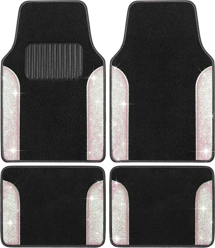 Vista 11 de Carbella Juego de 4 Alfombrillas de Coche con Diamantes Brillantes Estilo Bling, Alfombrillas de Suelo de Coche de Cristal de Strass Brillante