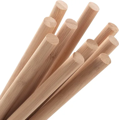 Vista 2 de Clavijas de madera para manualidades, 10 varillas de madera de 1/2 x 12 pulgadas, varillas de bambú redondas naturales para manualidades, tacos