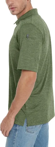 Vista 3 de CRYSULLY Polo de golf para hombre, manga corta, militar, con 3 botones, para exteriores