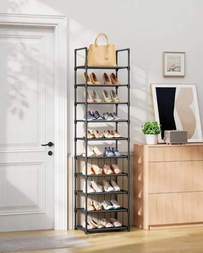 Vista 2 de Kitsure Zapatero – Organizador de zapatos de 10 niveles con estantes de tela desmontables y marco de metal, zapatero alto para armario, entrada