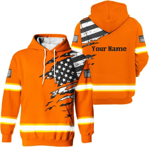 Vista 33 de Camisa de alta visibilidad con bandera de Estados Unidos de color para hombres y mujeres, con nombre personalizado, camisa de seguridad reflectante