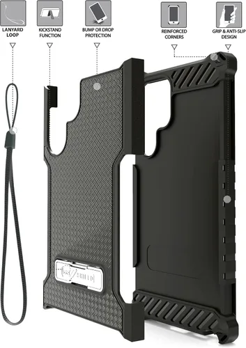 Vista 2 de Tri-Shield - Funda para teléfono con función atril compatible con Samsung Galaxy S22 Ultra de grado militar, resistente a prueba de caídas, de alto