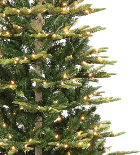 Vista 2 de Puleo International - Árbol de Navidad artificial de abedul Aspen delgado preiluminado de 4.5 pies con 200 luces transparentes, 389 puntas de ramas