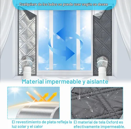 Vista 7 de Kit de ventana de aire acondicionado portátil resistente de 40 pulgadas, protector térmico de papel de aluminio reflectante, 100% opaco e