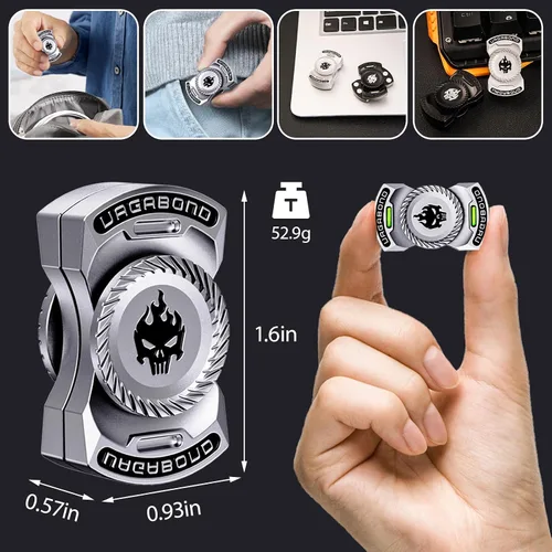 Vista 4 de Juguete Fidget Spinner 3 en 1 Mejorado: Mayor Tiempo de Giro Silencioso y Brillo. Spinner Magnético, Clicker, Deslizador para Alivio del Estrés