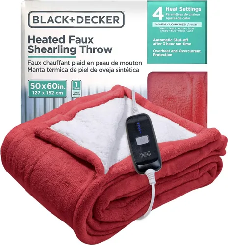 Vista 41 de BLACK+DECKER Manta térmica eléctrica, manta eléctrica de piel de oveja sintética, manta térmica con 4 niveles de calefacción, temporizador de 3