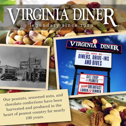 Vista 5 de Virginia Diner - Maníes gourmet clásicos cubiertos de chocolate con cáscara crujiente, lata de 16 onzas