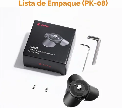Vista 6 de ULANZI PK-08 Mini Trípode de Bolsillo para DJI Osmo Pocket 3, Trípode Mini Multiusos con Tornillo de Montaje de 1/4' para Insta360 X5 X4 X3