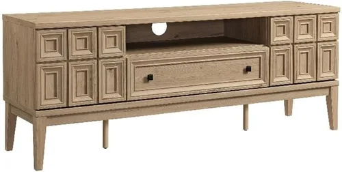 Vista 10 de Modway Samos - Soporte retro para TV de 59 pulgadas con patrón geométrico en negro, mueble consola de TV vintage con almacenamiento y organización