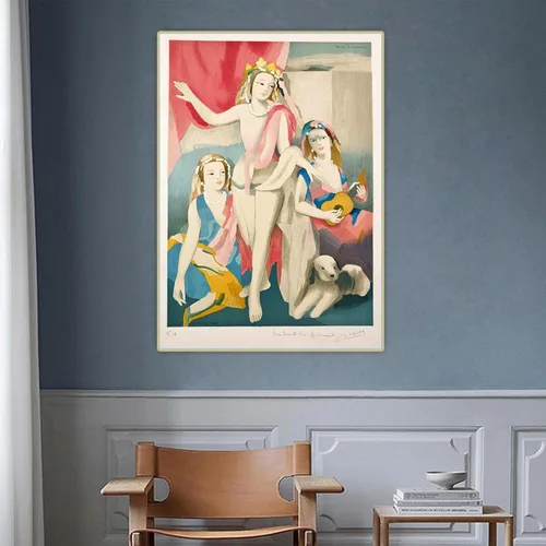 Vista 2 de Marie Laurencin "Ensayo escénico" impresión en lienzo, Cuadrode arte de pared para la decoración del hogar de la sala de estar 15.7x23.6 in sin marco