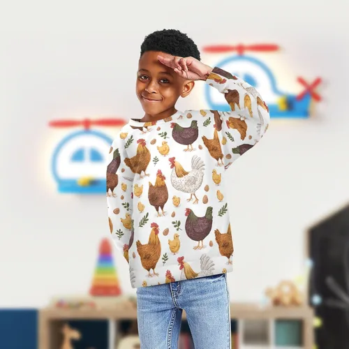 Vista 82 de Plaaee Sudadera de forro polar de manga larga con cuello redondo para niños o niñas, estampado de camiones monstruos, 4T