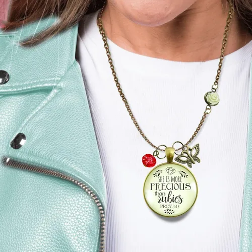 Vista 44 de Gutsy Goodness Collar inspirado en la mujer de la fe, colgante hecho a mano con mensaje de esperanza