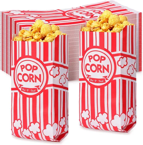 Vista 8 de Potchen 300 bolsas de palomitas de maíz de 2 onzas a granel para palomitas de maíz, resistentes a la grasa, bolsas desechables para carnaval